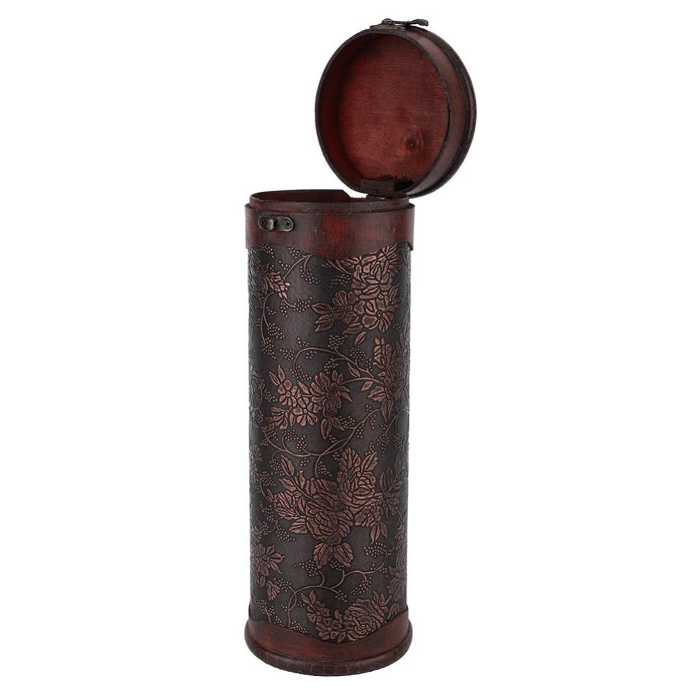 Scatola Rotonda in Legno per Vino Scatola in Legno per Conservazione Vino Fiaschi Scatola Regalo per Vino Custodia Decorativa