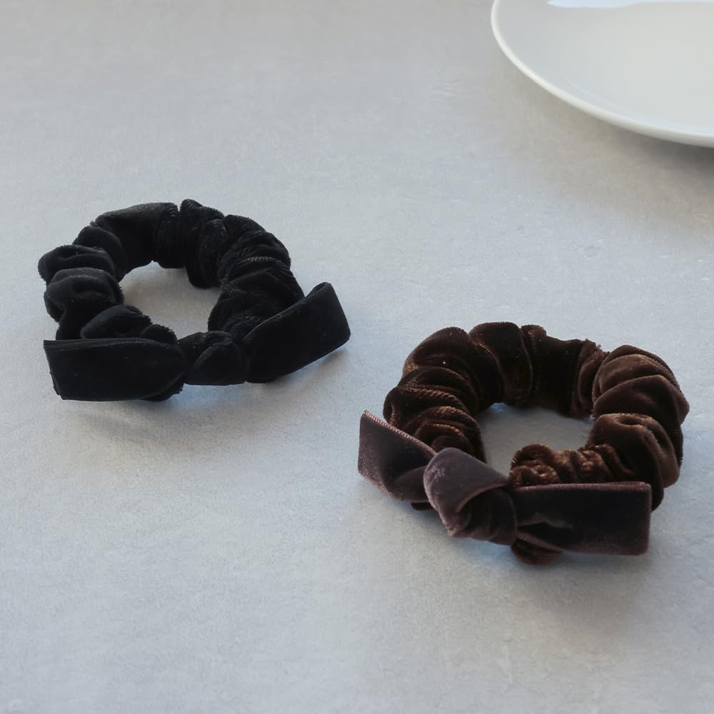 JewelVOX Scrunchie Hair Velvet Ribbon Hair Simple and Cute for Adults Tie, Women's Accessory, (Black)