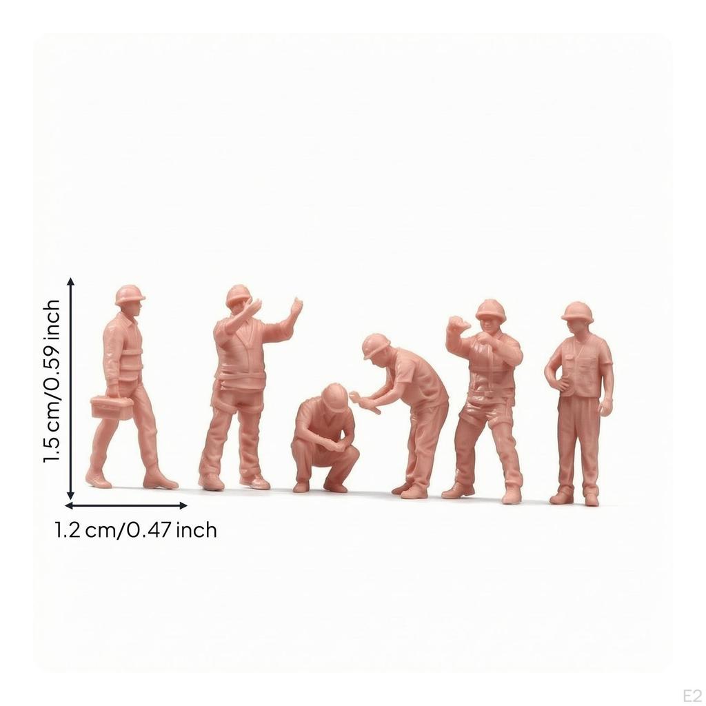 6 Pieces Miniature Construction Worker Figures Realistic Diorama