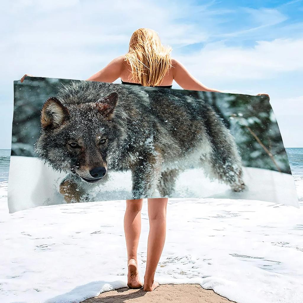 Wolf Beach Towel Groups of Wolves Wild Animal Design Soft Sand Free Bath Towel Quick Dry Sport Spa Yoga Gym Kitchen Hand Towels