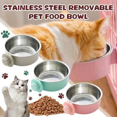 Hanging Stainless Steel Pet Bowl With Adjustable Holder For Dogs And Cats Secure Wall-Mounted Food And Water Bowl