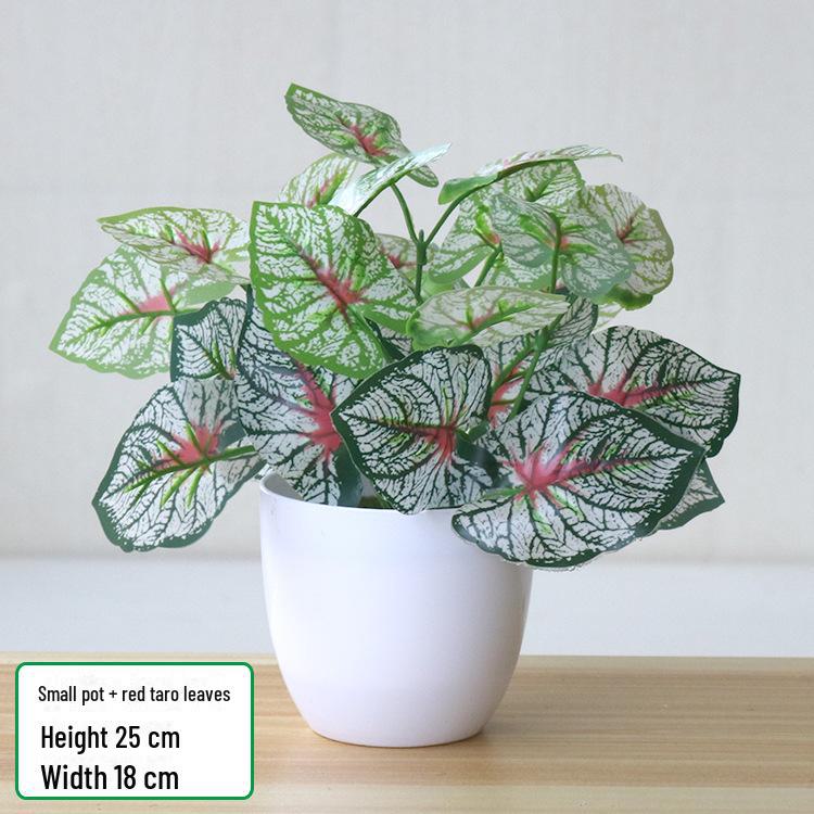 Artificial Green Radish Leaf Potted Plant for Living Room and Desktop Decoration
