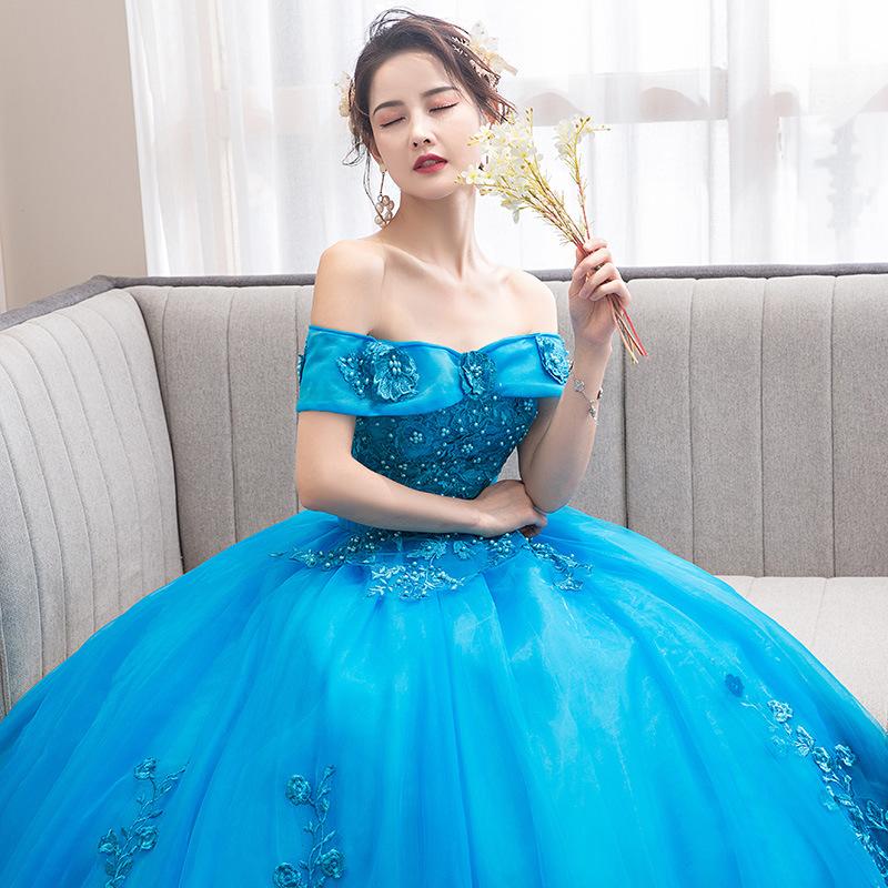 Students report performance art exam dress dance ** singing tutu skirt annual meeting host one-word shoulder long performance dress female