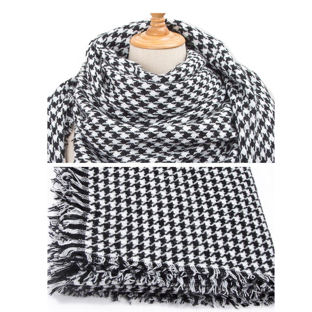 Spring Autumn Winter Warm Shawl Women's Imitation Cashmere Black White Houndstooth Square Scarf