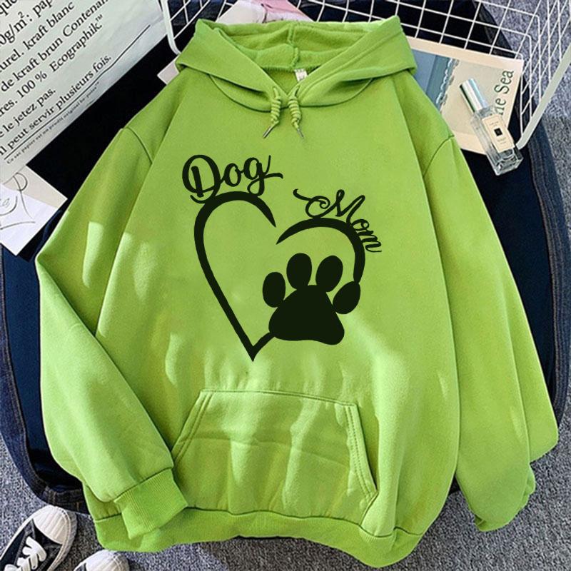 New Fashion Dog Mom Dog Paw Pullover Long Sleeve Sports Hoodie Women Cotton Sweatshirt Pullover Tops (Ship In 48 Hours)