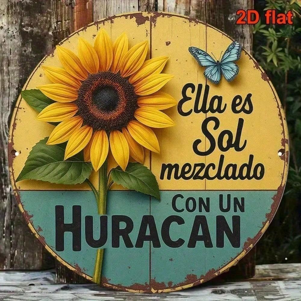 Vintage Farmhouse Sunflower Butterfly Rustic Metal Tin Sign 8x12 Inch Wall Art Aluminum Print Decor for Country Home Kitchen Garage