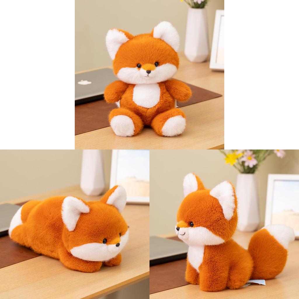Cute Fox Plush Toy Desk Companion With Soft Pp Cotton For Office Decor And Gift
