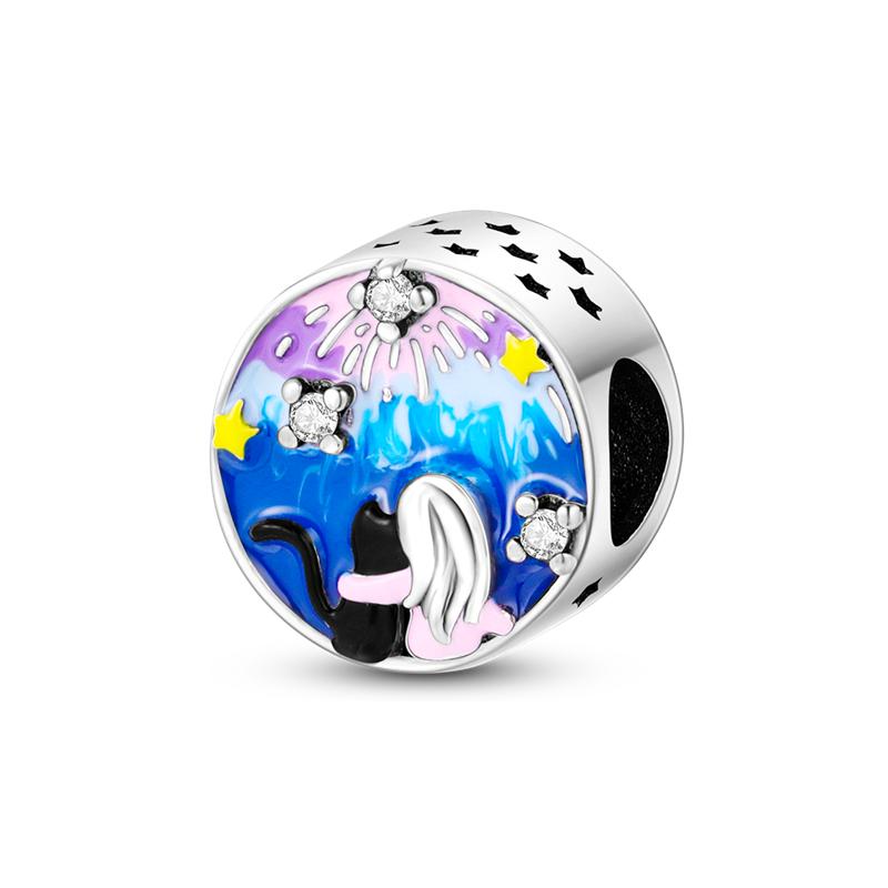 925 Sterling copper Cat and Dog Series Best Friend Pendant Fit 4MM hole diamete Bracelet Charms Bead Necklace DIY Female Zircon