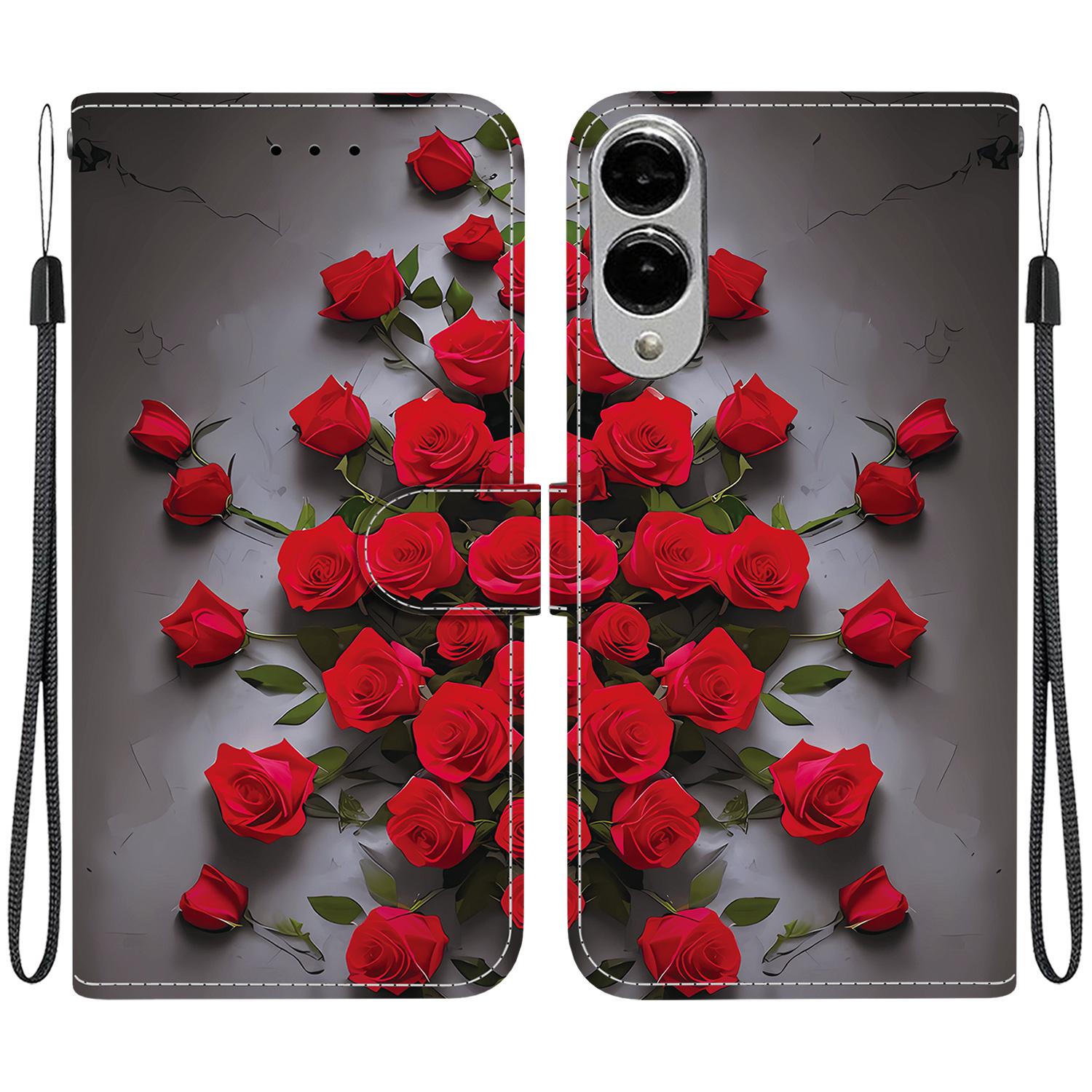 

For Samsung Galaxy S25 Edge Leather Case Stand Wallet Pattern Printing Phone Cover with Wrist Strap J