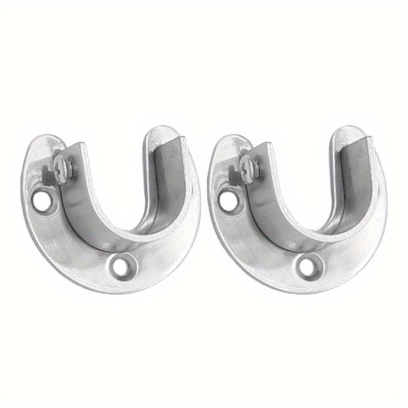 2pcs Closet Rod Holder Socket Flange Rod Holder U Shape Closet Rod Bracket Black 25mm Wardrobe Rail End Supports Curtain Rail Holder
