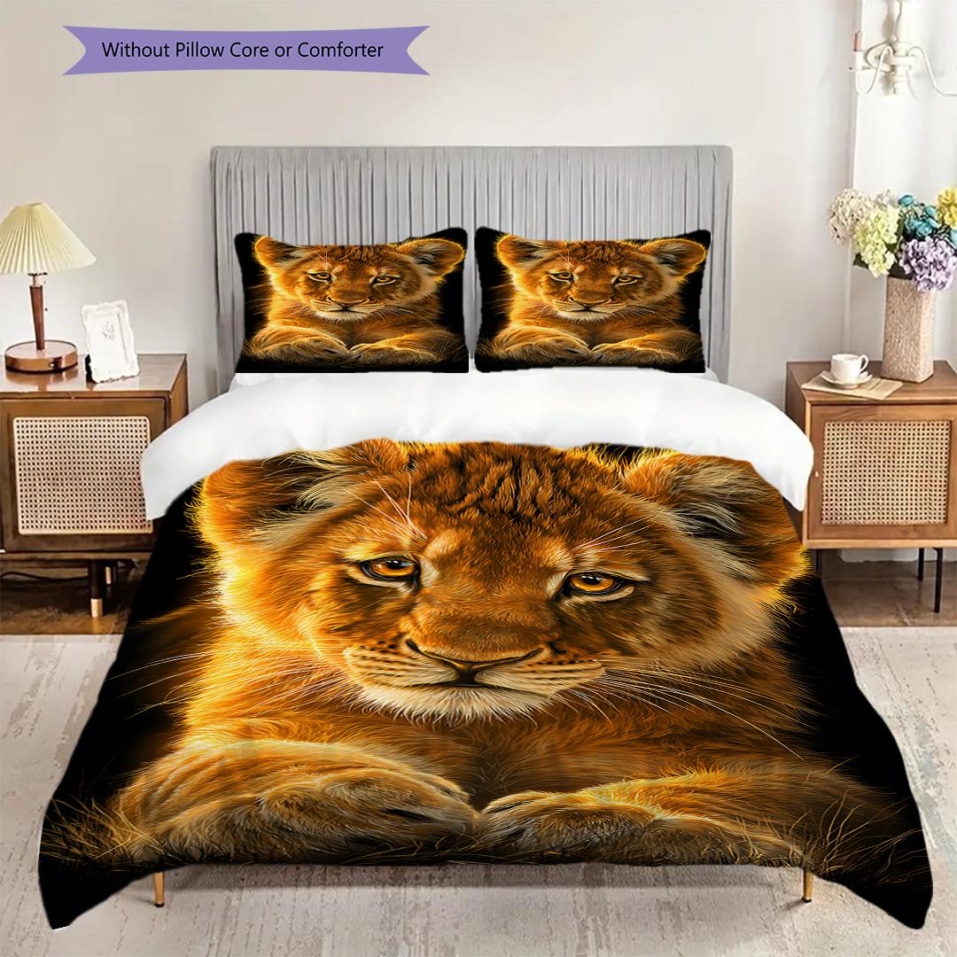 

Lion Cub Pattern Bedding Quilt Set Quilt Cover Pillowcase Home Decoration Birthday Gift (1 * duvet cover + 2 * pillowcase, without core) 135x200cm