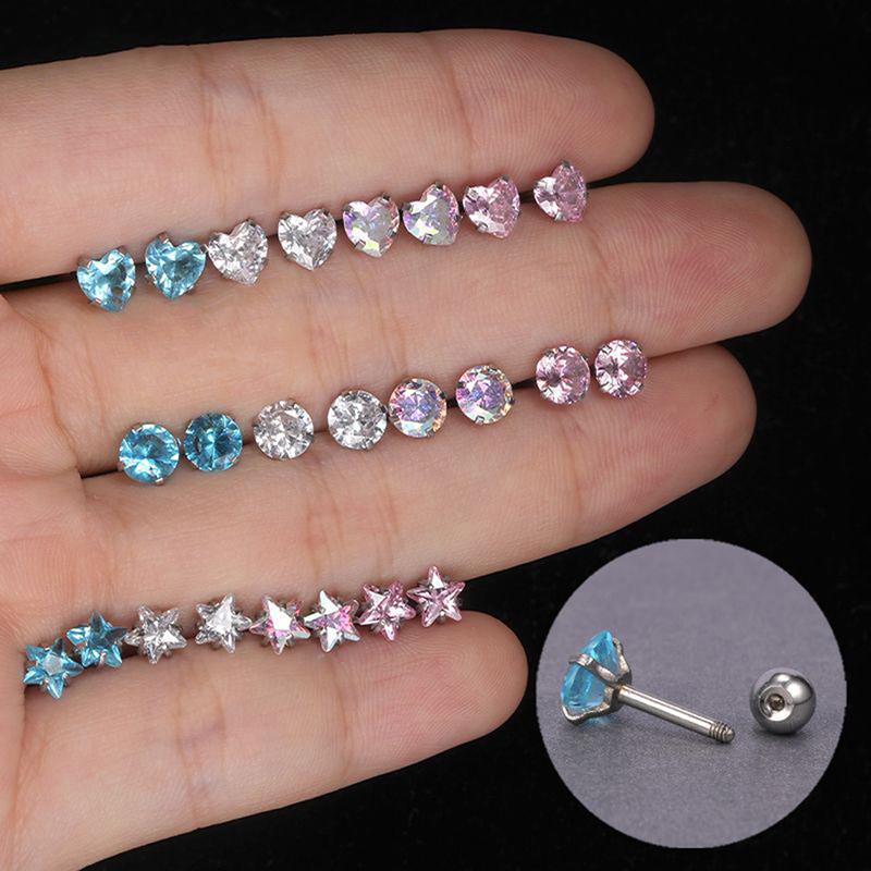1 Pair 4Mm Multicolor  Stud Earrings For Women Ear Bone Nail Cartilage Ea