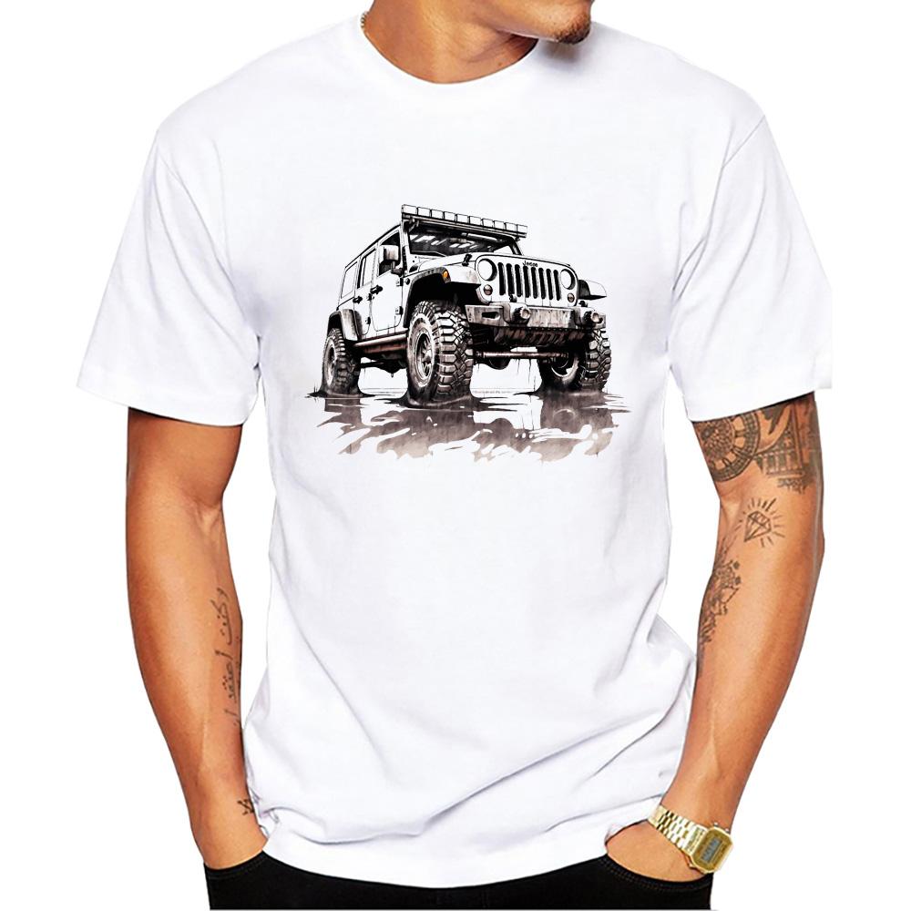 Summer Round Neck 3D Off-road Vehicle Pattern Rint Top Fashionable Casual Short Sleeved Men's T-shirts
