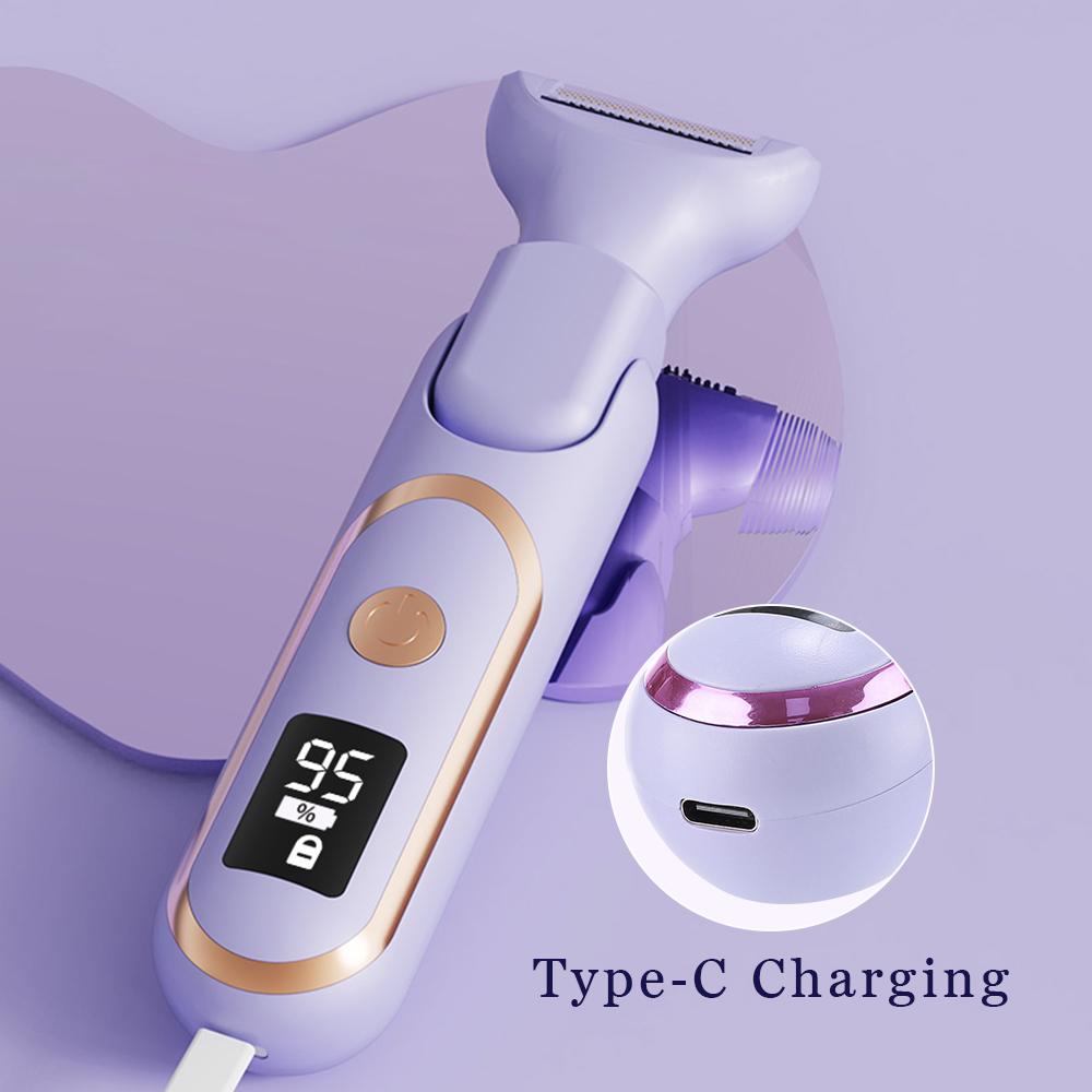 5 in1 Women's Electric Hair Trimmer for Body Face Bikini Underarm Nose-IPX7 Wet/Dry USB Rechargeable Painless Precision Trimming