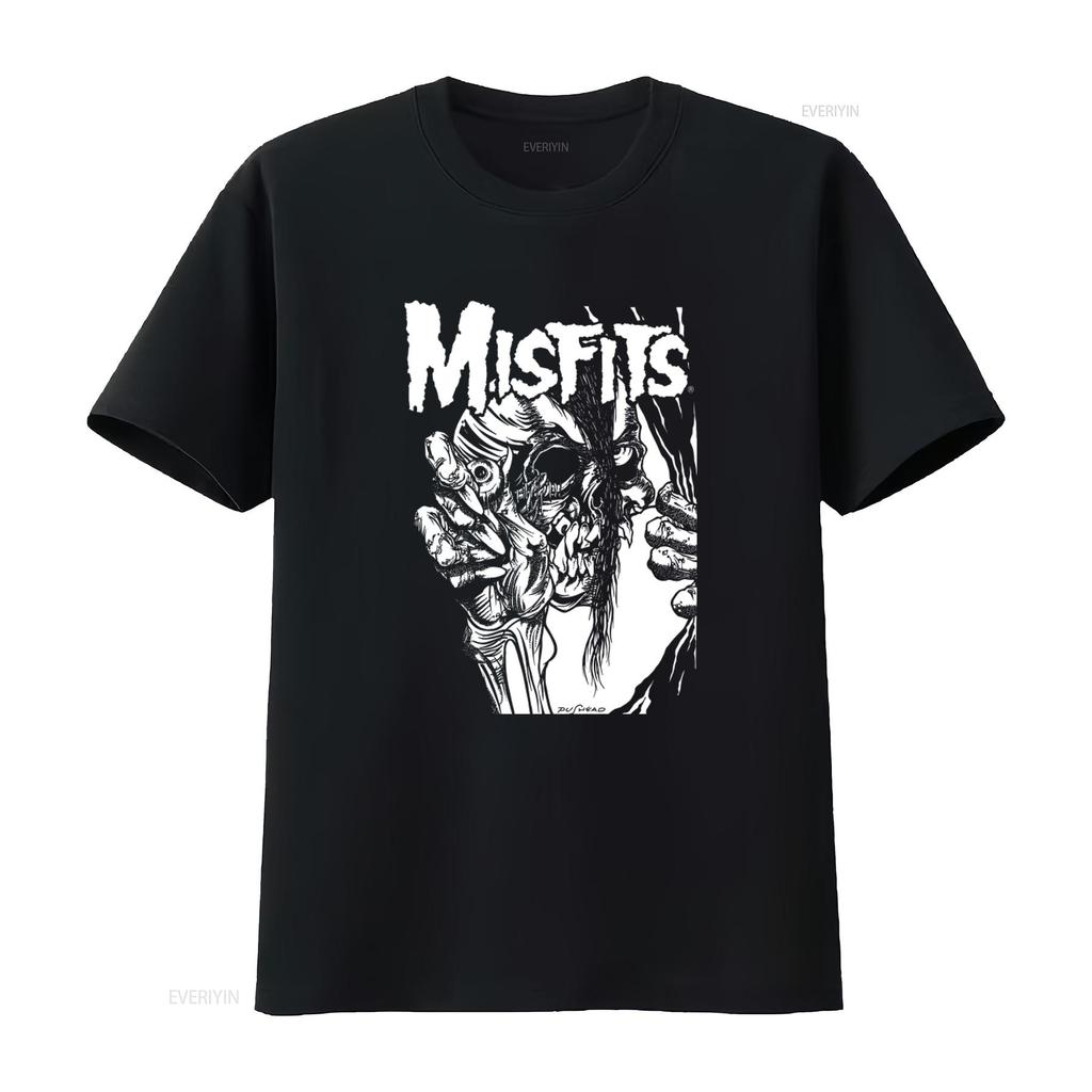 Misfits Pushead Eyeball Black and White T Shirt Mens Licensed Rock N Roll Music Retro Design vintage Washed Comfortable Stylish