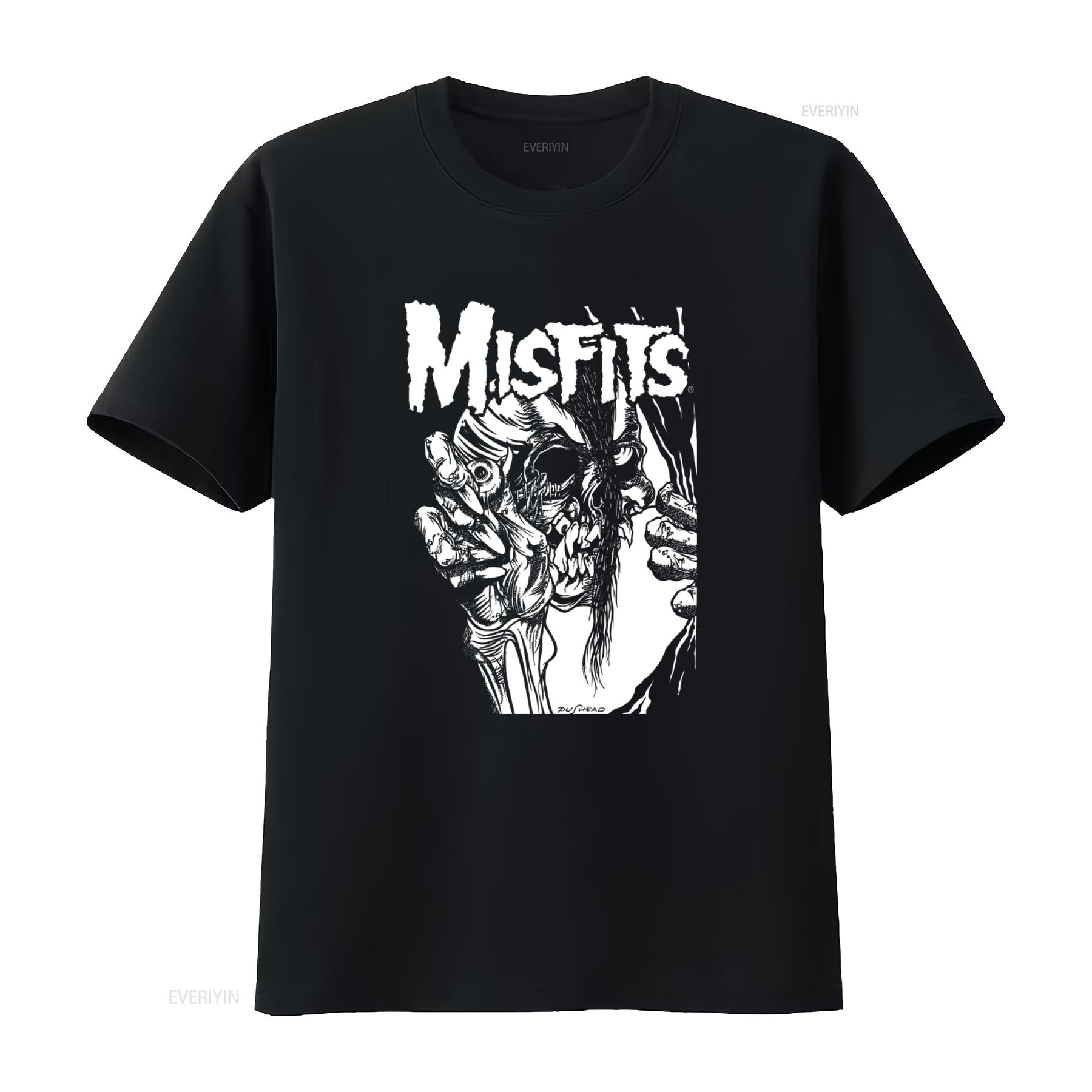 

Misfits Pushead Eyeball Black and White T Shirt Mens Licensed Rock N Roll Music Retro Design vintage Washed Comfortable Stylish 4XL