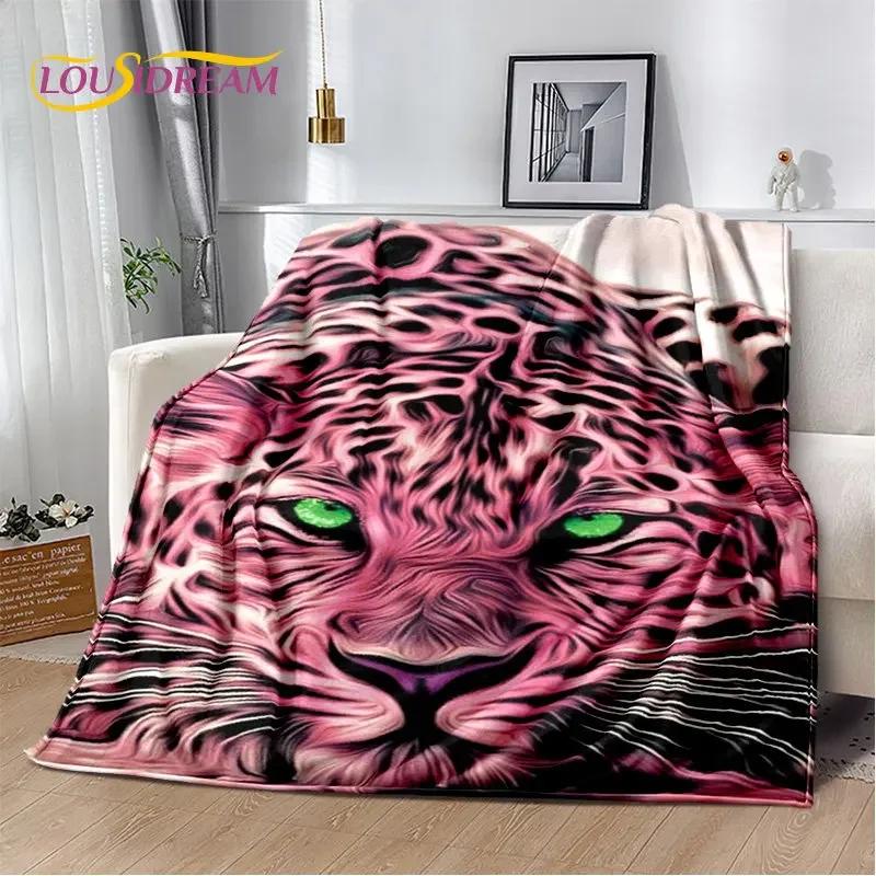 3D-Cartoon-Tiger, Wolf, Löwe, Leopard, Tier, Plüschdecke, Flanelldecke, Überwurf, Decke für Wohnzimmer, Schlafzimmer, Bett, Sofa, Picknick