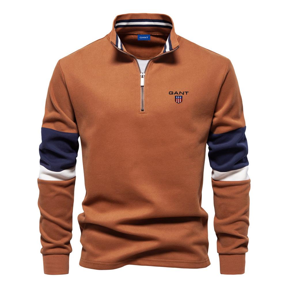 

GANT New Embroidered Autumn Long Sleeve Polo Collar Hoodie Trendy European Size Contrasting Color Men s High Quality Hoodie XXL