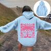 Womens Oversized Hooded Sweatshirt With Palm Tree Print Drop Shoulder Long Sleeve Fleece-Lined Casual Streetwear