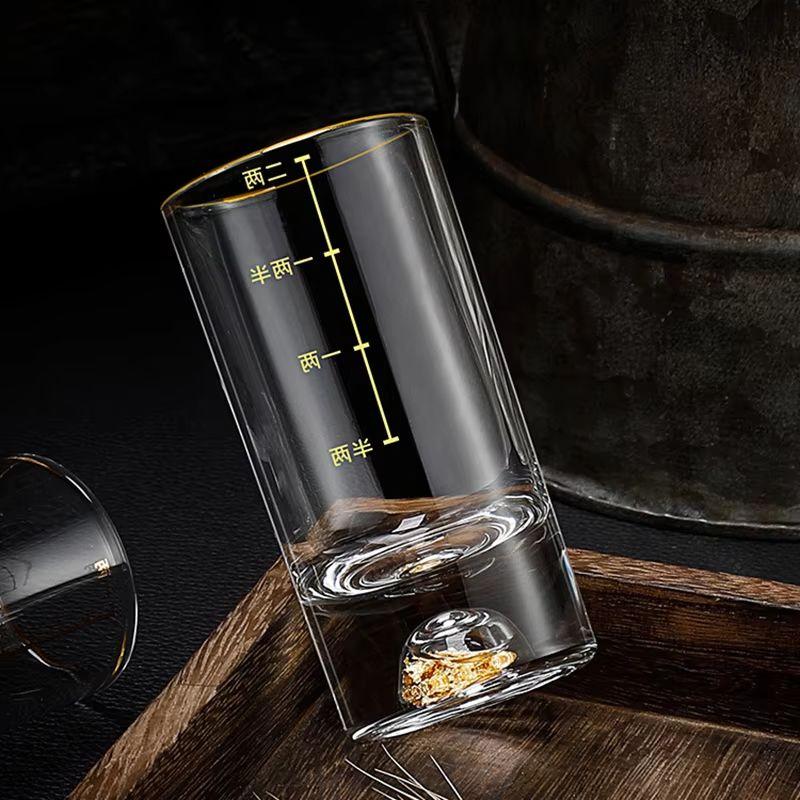 100ml Goldfolie Kristall Kleines Weinglas Transparentes Trinkgeschirr 4er Set Goldrand Glasbecher Whiskey Wodka Ausländische Weingläser