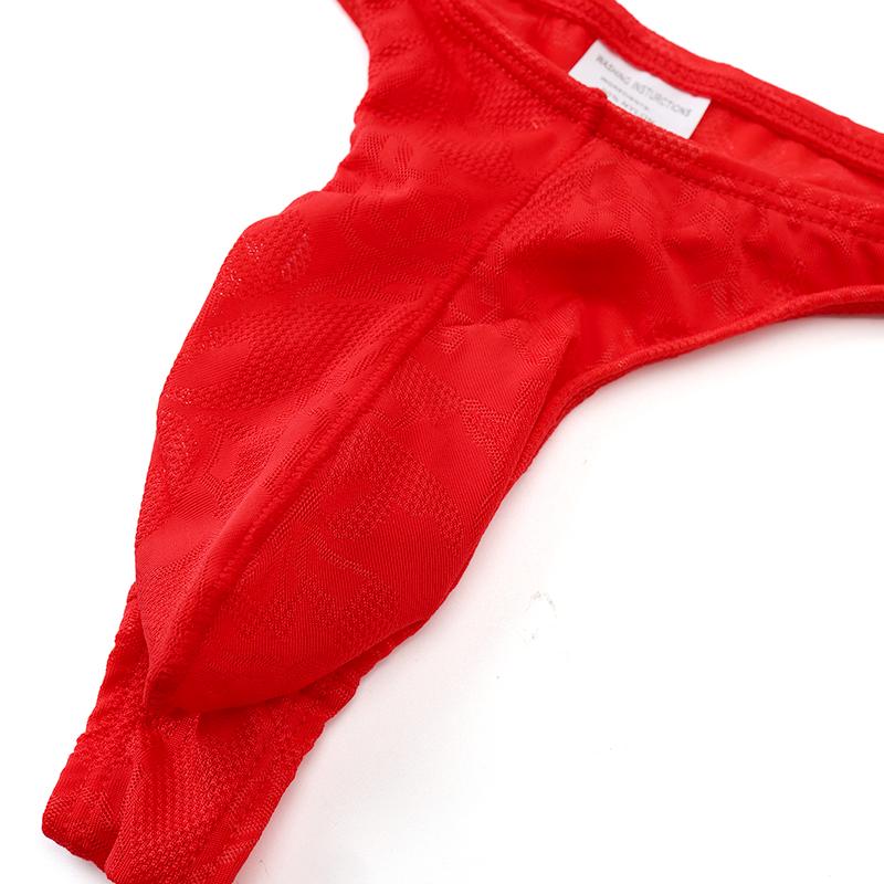 1Pc Thong Panties Nylon Briefs Sheer Bulge Pouch Underwear Ice Silk Sexy G-string Men's