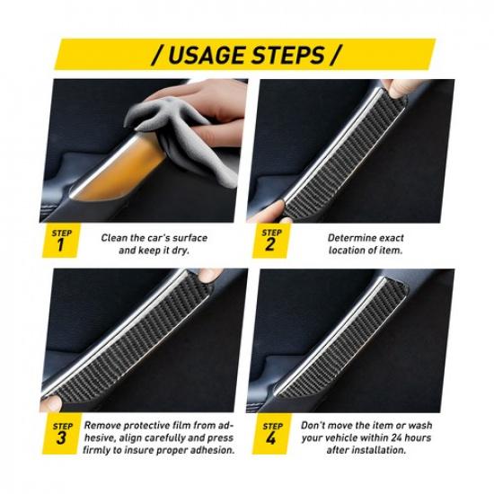 Fit Hyundai Genesis 2013-2016 Interior Door Handle Panel Carbon Fiber Trim Pair