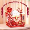 Funny Lucky Cat Building Blocks New Year's Festival Decorative Bricks Model With Lights Educational DIY Toys Gifts for Kids