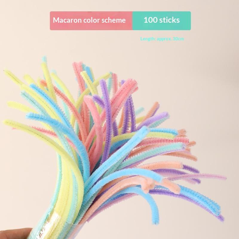 100Pcs Diy Pipecleaners Hair Flowers Handmade Craft Colorful Chenille Stems Pipe Cleaners Plush Tinsel Stem Wired Twist Sticks