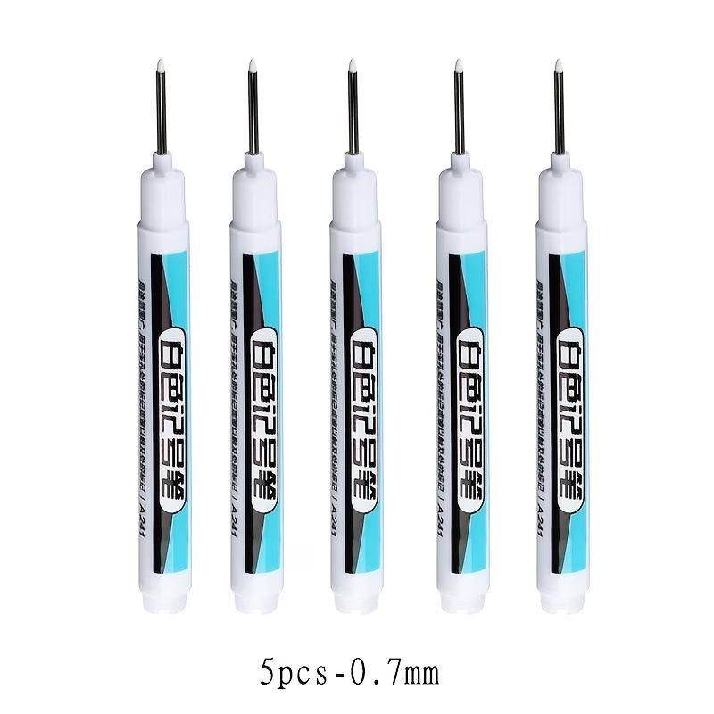 Yamak Waterproof Long-Tip White Marker Pen with Fine Tip for Deep Hole Marking