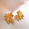 Medieval style metal fashion personality gold earrings retro diamond-encrusted flower fashion studs high-end earrings