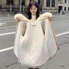 Winter new women's, fleece thickened warm jacket slim-fitting Korean hooded cotton clothes casual and versatile