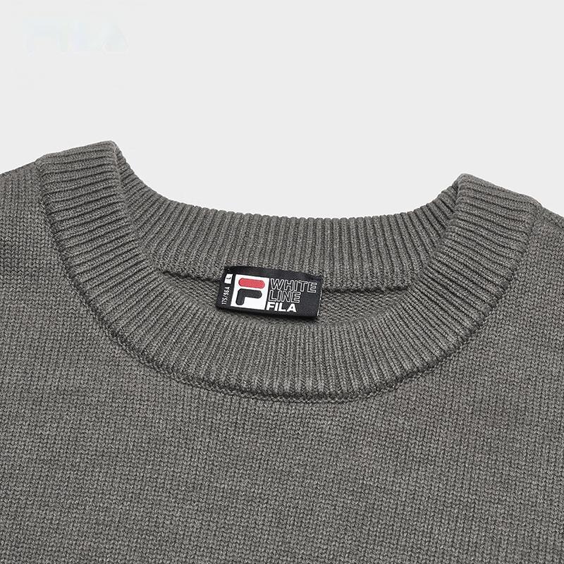 Fila Original F1911 Knit Sweater Round Neck Fashion Versatile Long Sleeve Men Tops Gray F51M449401F-MG