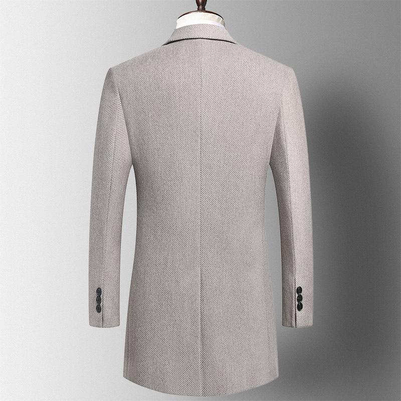 New Autumn and Winter Twill Wool Coat Men's Slim-fitting Mid-length Wool Windbreaker Men's Thickened Wool Coat Jacket