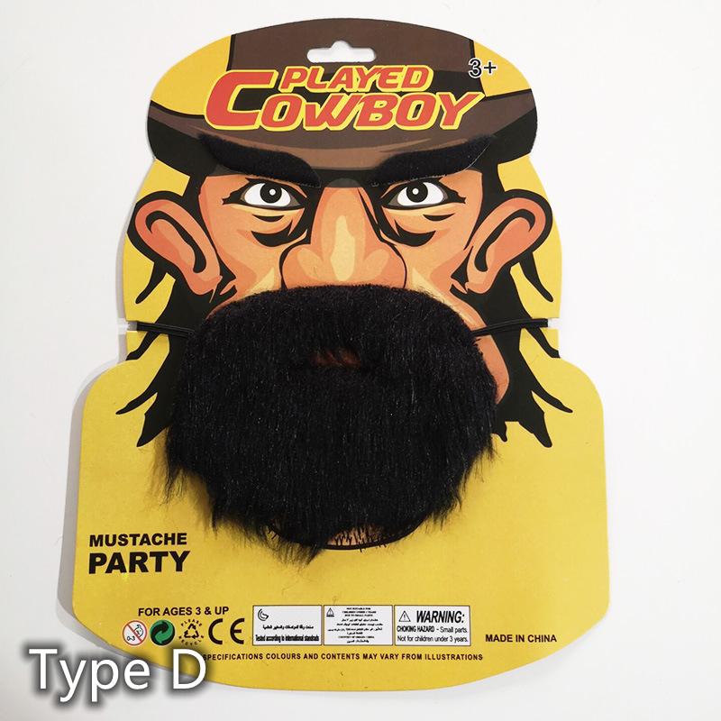 Black Fake Beard & Mustache Set - Unisex Costume Facial Hair for Halloween, Parties, Disguise Games & Pobooth Props