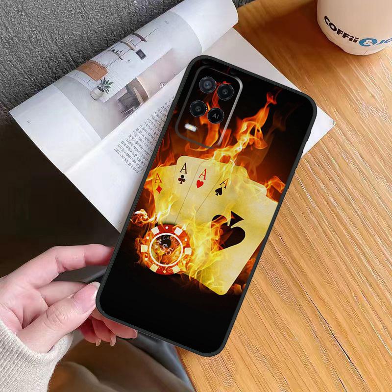 Spades Poker Play Cards Ace Case For Oppo A60 A40 A80 A16 A76 A96 A98 A58 A78 A18 A38 A57 A17 A74 A54 A94 A15 A5 A6 Pro
