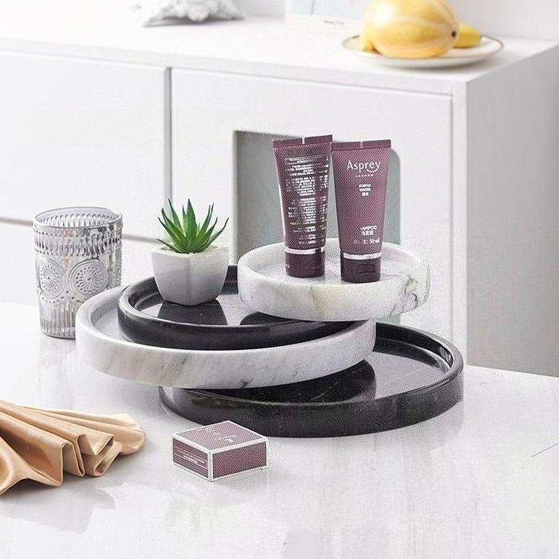 Natural Marble Round Tray Nordic Style Light Luxury Home Decoration Beauty Tray Bathroom Storage Tray