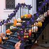 Künstlicher Ahornblatt-Girlande mit 36 schwarzen Spitzen und LED-Lichtern für Thanksgiving Halloween Heimdekoration