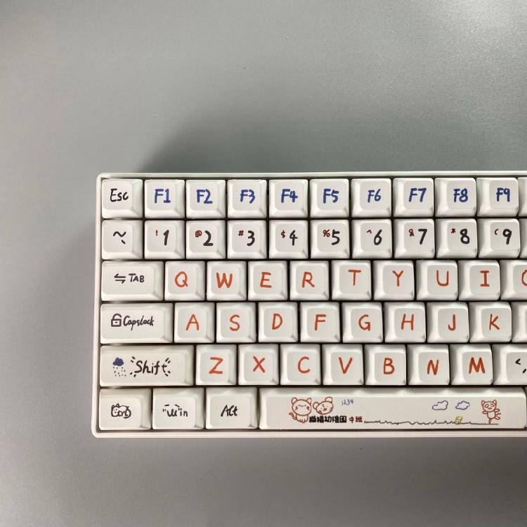 122 Keys PBT Keycaps XDA Profile DYE-SUB Keycap For Cherry MX Switch Mechanical Keyboard Cat Kindergarten Keycap