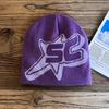 Pattern Sc Alphabet Acrylic Beanie Knit Hat Unisex Warm Hat For Outdoor Use