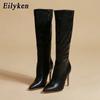 Fashion Eilyken White Black Zipper Women High Heel Boots Designer Shoes Long Knee-High Boots the Knee Botas Mujer