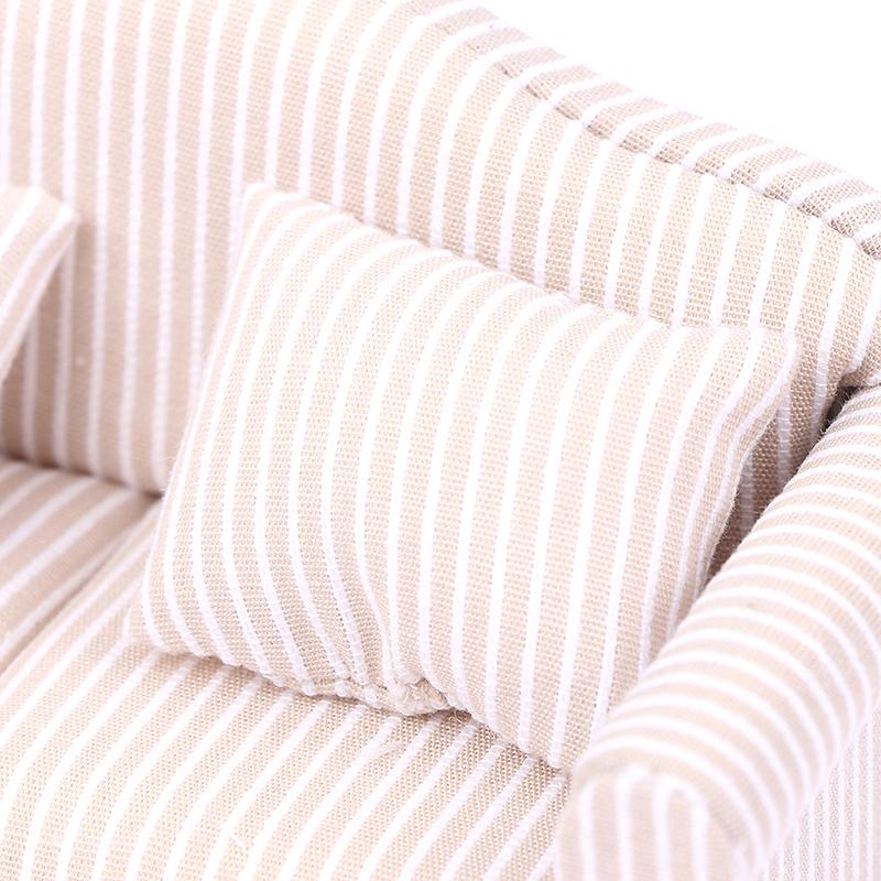 1:12 Mini Furniture Sofa With Pillow For Dollhouse Kids Pretend Play Diy Decor