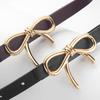 1Pc Women's Solid Color Metal Buckle Skinny Ladies Dress Thin Waistband Waist Belt PU