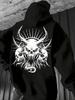 With Gothic Street Devil Skull Graphic 250G Heavyweight Pullover with Pocket Adjustable Drawstring for Unisex Warm Sweatshirt, Coz