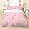 3pcs pink bow cherry patterned duvet cover set 1 duvet cover+2 pillowcases coreless. Soft and comfortable bedding set