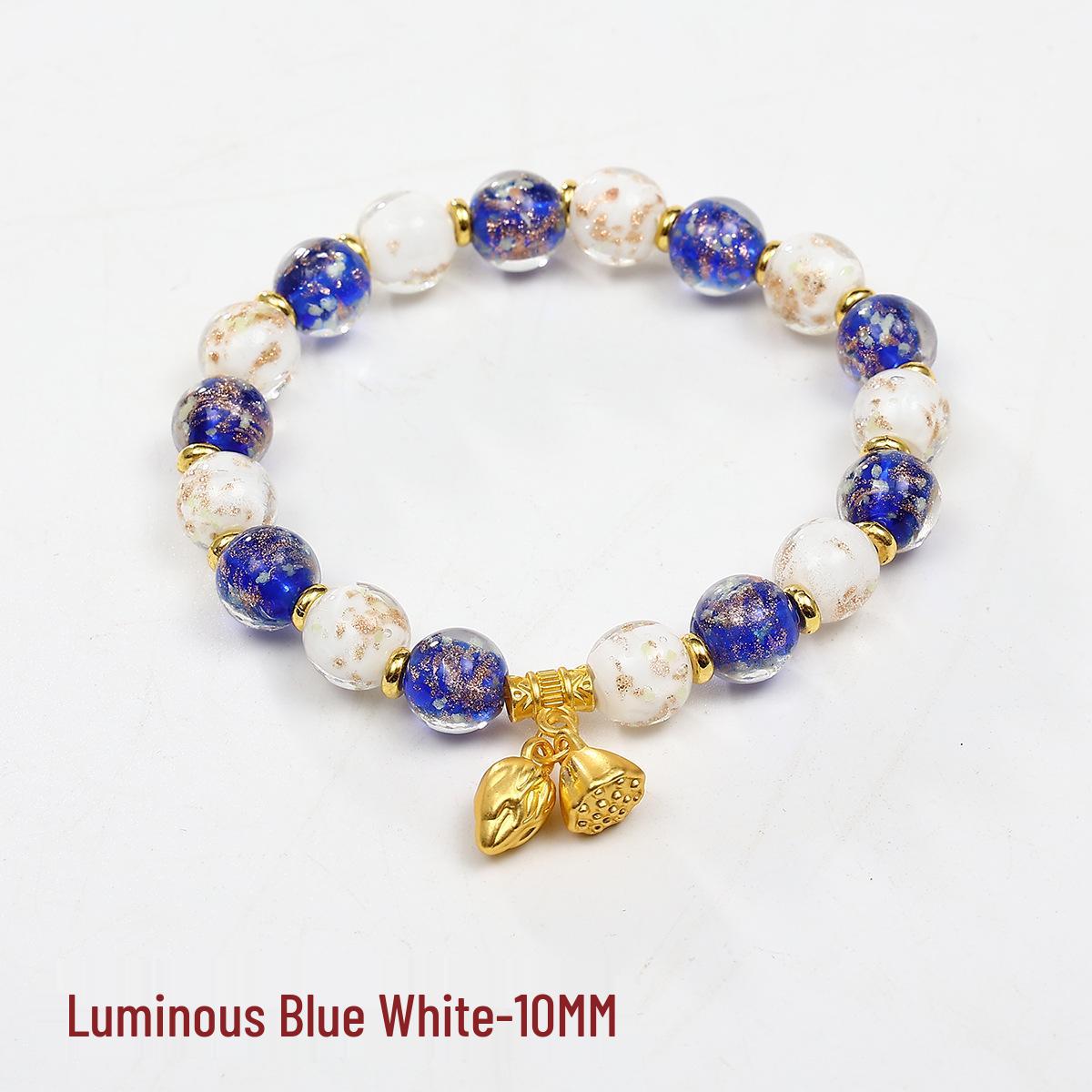 Светящийся семицветный браслет из стеклянных бусин