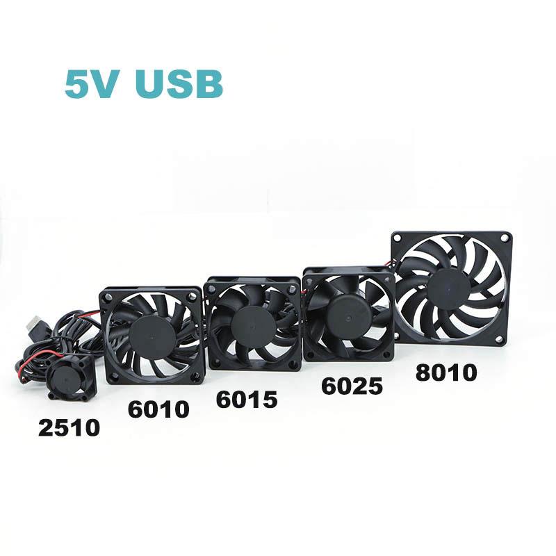 DC 5v USB 2510 8010 6010 6015 6025 6CM 8CM 60x60x25mm 80x80x10mm Power Cooling Case Fan For Receiver DVR Xbox Router