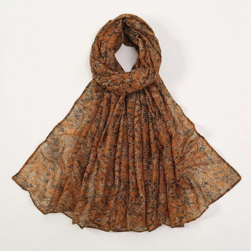 Spring and Summer New Light and Breathable Polyester Scarf Floral Printing Cotton and Linen Feel Travel Shawl