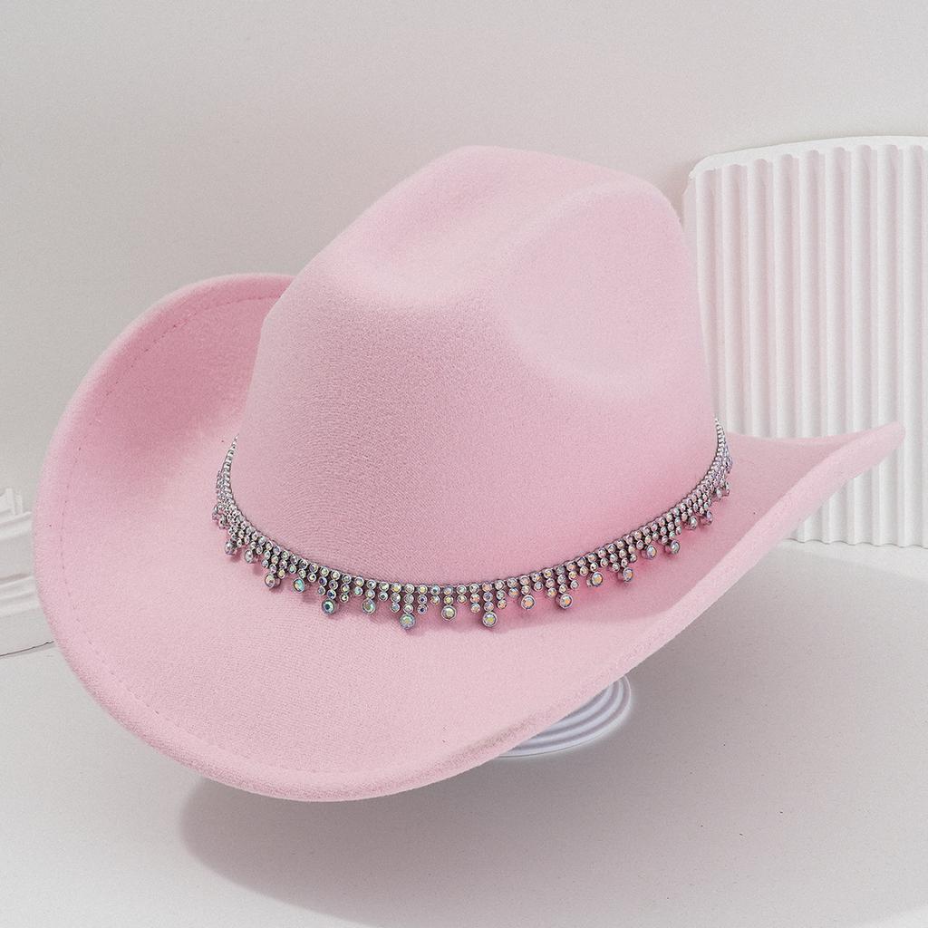 New Western Cowboy Hat Top Hat Water Drop Jewel Rhinestone Belt Bridesmaid Hat Jazz Hat Hat