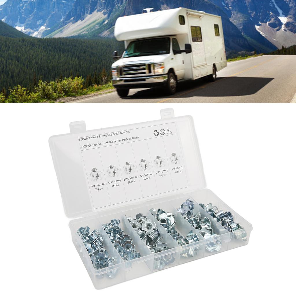 80 szt. Nakrętek T Ocynkowana warstwa ze stali węglowej Odporna na rdzę Wytrzymała nakrętka 1/4 cala 5/16 cala 3/8 cala