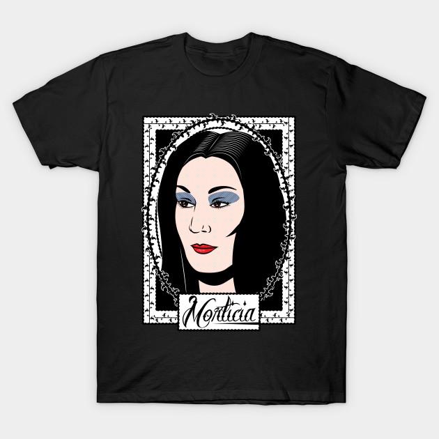 Men Black Print T-shirt Morticia Addams Adams Family Anjelica Huston No-Cut Transfer Paper Print Cotton Tshirt 3XL чёрный